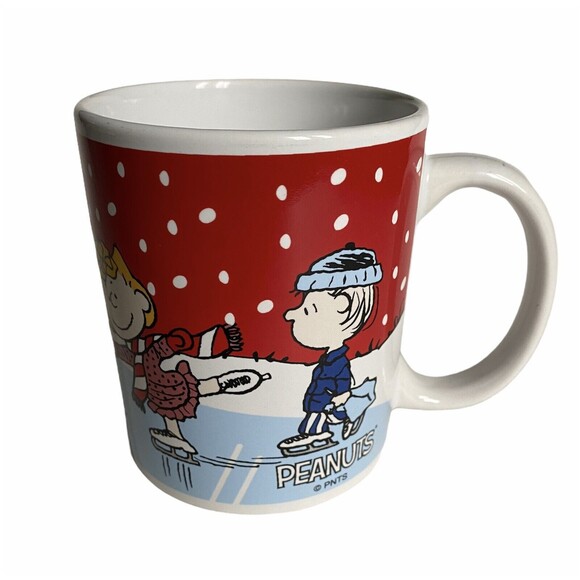 Galerie Peanuts Mug Cup Ice Skating Winter Christmas Charlie Brown Snoopy Linus - Picture 1 of 9